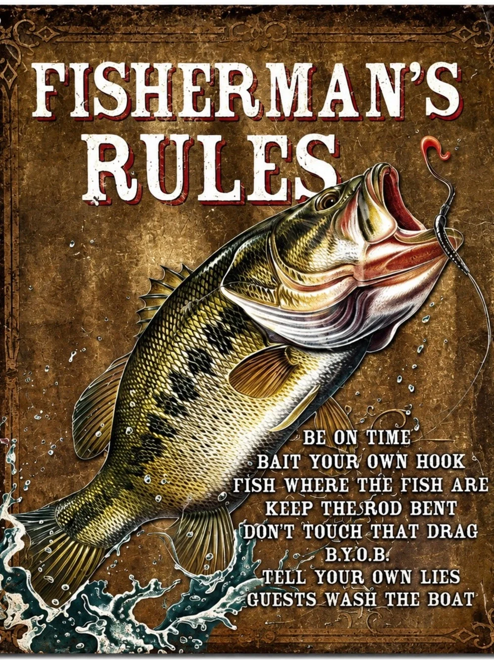 NEW Fisherman’s Rules Metal Sign